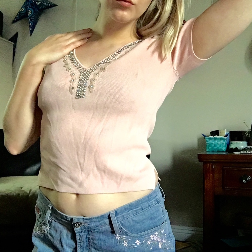 Beaded Baby Pink Top